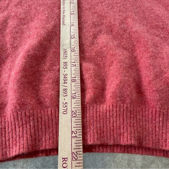 LL Bean Cashmere Sweater Small Coral V Neck Half Sleeve‎ Fuzzy Colorful Carrier - Picture 6 of 8